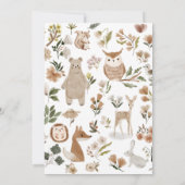 Boho Woodland Animals Sweet Baby Girl Shower 招待状 (裏面)