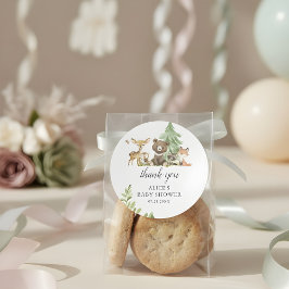 Boho Woodland Animals Thank You Baby Shower ラウンドシール