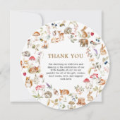 Boho Woodland Animals Wreath Baby Shower サンキューカード (正面)