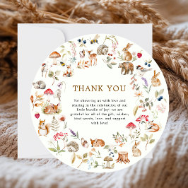 Boho Woodland Animals Wreath Baby Shower サンキューカード