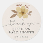 Boho Woodland Baby Showerお気に入りステッカー ラウンドシール (正面)