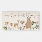 Boho Woodland Baby Showerウェルカムバナー 横断幕 (横)
