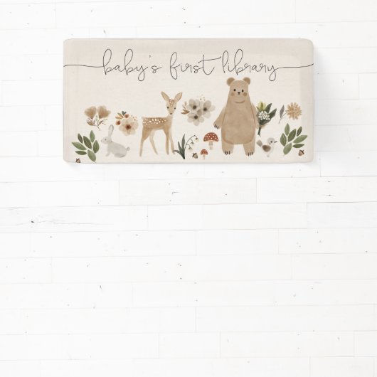 Boho Woodland Baby Showerウェルカムバナー 横断幕 (インサイチュ)