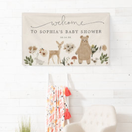 Boho Woodland Baby Showerウェルカムバナー 横断幕