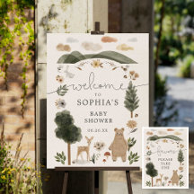 Boho Woodland Baby Shower歓迎と好意サイン