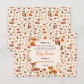 Boho Woodland Baby Shower | Rustic Forest Animals サンキューカード (正面/裏面)