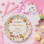 Boho Woodland Baby Shower | Rustic Forest Animals ペーパープレート (パーティー)