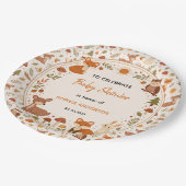 Boho Woodland Baby Shower | Rustic Forest Animals ペーパープレート (アングル)