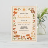 Boho Woodland Baby Shower | Rustic Forest Animals 招待状 (スタンド正面)