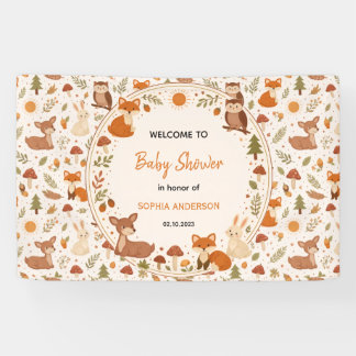 Boho Woodland Baby Shower | Rustic Forest Animals  横断幕