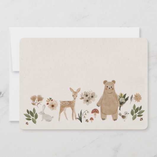 Boho Woodland Bearly Wait Bear Baby Shower 招待状 (裏面)