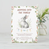 boho woodland bunny greenery baby shower 招待状 (スタンド正面)