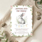 boho woodland bunny greenery baby shower 招待状