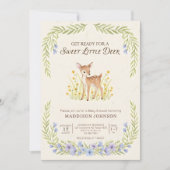 boho woodland deer greenery baby shower 招待状 (正面)