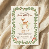 boho woodland deer greenery baby shower 招待状