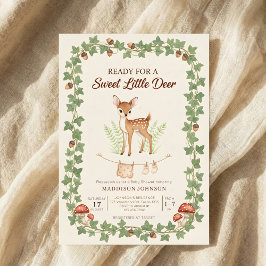 boho woodland deer greenery baby shower 招待状