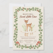 boho woodland deer greenery baby shower 招待状 (正面)