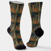 Boho Woodland Deer Print Rustic Forest Greenery ソックス (傾斜あり)