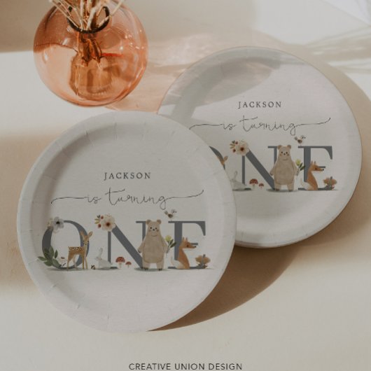 Boho Woodland First Birthday Party ペーパープレート