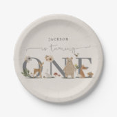 Boho Woodland First Birthday Party ペーパープレート (正面)