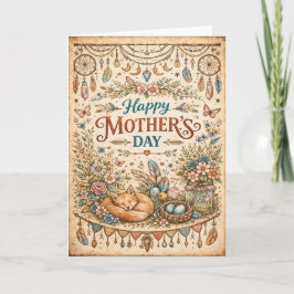 Boho Woodland Floral Mothers Day シーズンカード