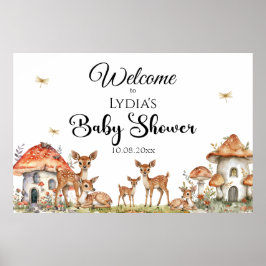 Boho Woodland Forest Animals Baby Showerへようこそ ポスター