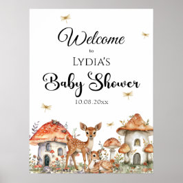 Boho Woodland Forest Animals Baby Showerへようこそ ポスター