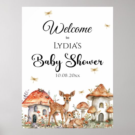 Boho Woodland Forest Animals Baby Showerへようこそ ポスター (正面)
