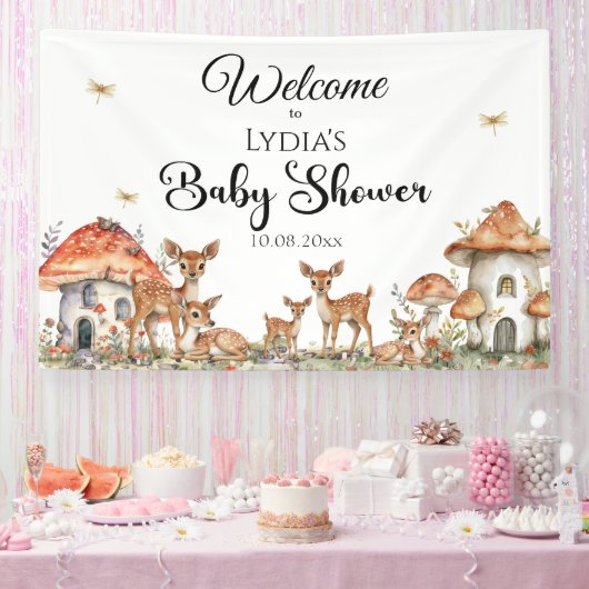 Boho Woodland Forest Animals Baby Showerへようこそ 横断幕 (パーティー)