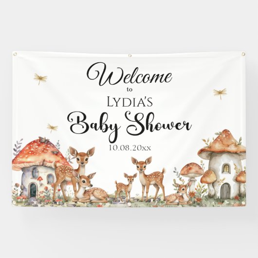 Boho Woodland Forest Animals Baby Showerへようこそ 横断幕 (横)