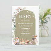 Boho Woodland Forest Animals Baby Shower 招待状 (スタンド正面)