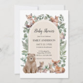 Boho Woodland Forest Animals Baby Shower Invitatio 招待状 (正面)