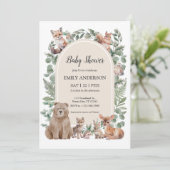 Boho Woodland Forest Animals Baby Shower Invitatio 招待状 (スタンド正面)