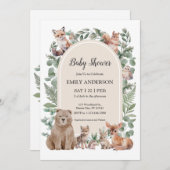 Boho Woodland Forest Animals Baby Shower Invitatio 招待状 (正面/裏面)