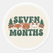 Boho Woodland Forest Baby Seven Months Milestone ラウンドシール (正面)