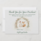 Boho Woodland Fox Small Business Thank You Card サンキューカード (正面)