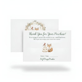 Boho Woodland Fox Small Business Thank You Card サンキューカード