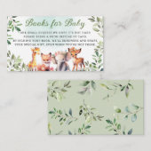 Boho Woodland Greenery動物向けベビー エンクロージャーカード (正面/裏面)