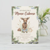 boho woodland moose greenery baby shower 招待状 (スタンド正面)