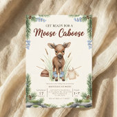 boho woodland moose greenery baby shower 招待状