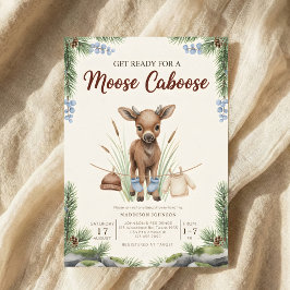 boho woodland moose greenery baby shower 招待状