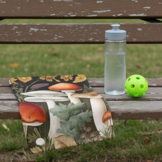 Boho Woodland Mushrooms Wildflower Garden Sports ハンドタオル