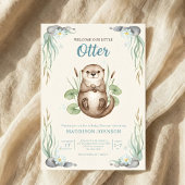 boho woodland Otters greenery baby shower 招待状