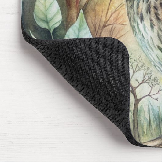 Boho Woodland Owl マウスパッド (コーナー)