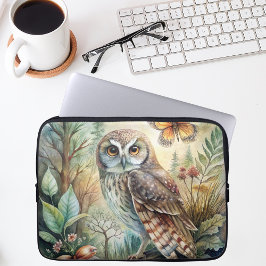 Boho Woodland Owl ラップトップスリーブ