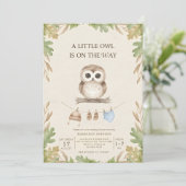 boho woodland owl greenery baby shower 招待状 (スタンド正面)