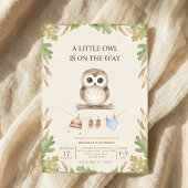 boho woodland owl greenery baby shower 招待状