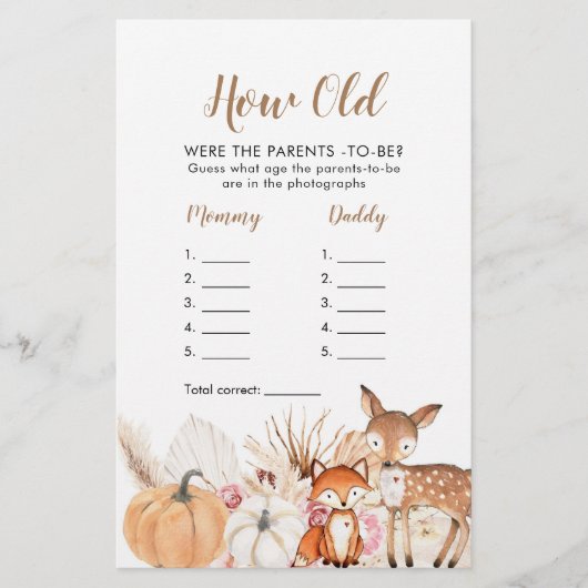 Boho Woodland Pumpkin両親の年齢 (正面)