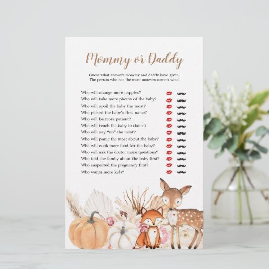 Boho Woodland Pumpkin MommyまたはDaddy Games (スタンド正面)