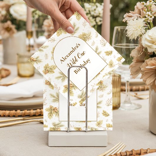 Boho Woodland Wild One Birthday スタンダードカクテルナプキン